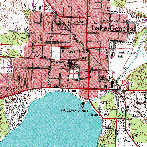 Topographic Map of Maple Park, WI