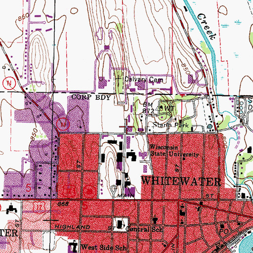 Topographic Map of Moraine Bookstore, WI