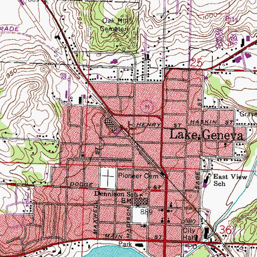 Topographic Map of Moss Park, WI