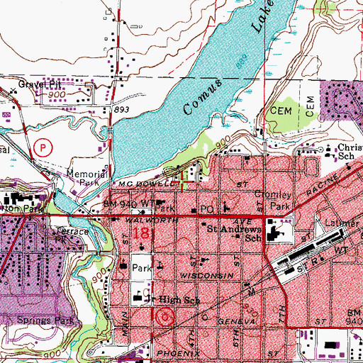 Topographic Map of Old Settlers Cemetery, WI