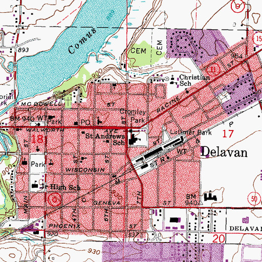 Topographic Map of Saint Andrews Catholic Church, WI