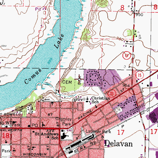 Topographic Map of Saint Andrews Cemetery, WI