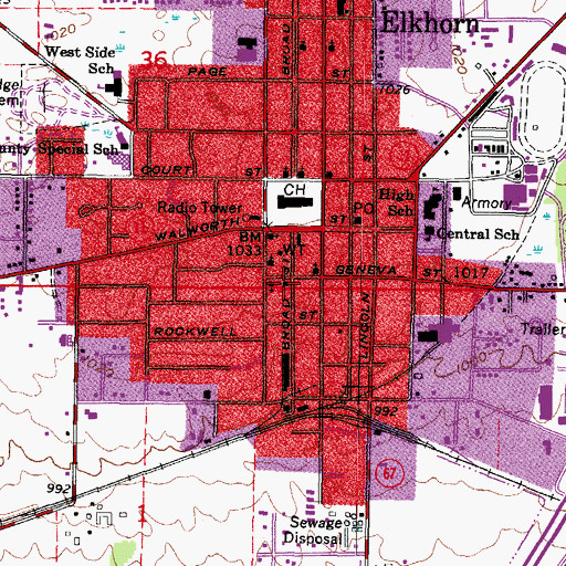 Topographic Map of Saint Johns Lutheran Church, WI