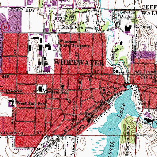 Topographic Map of Saint Johns Lutheran Church, WI