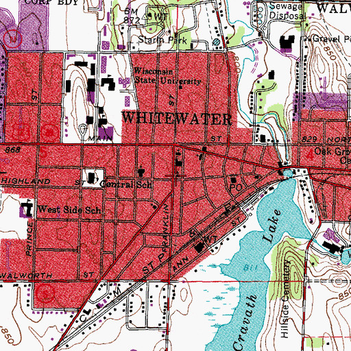 Topographic Map of Saint Lukes Episcopal Church, WI