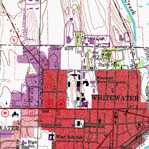 Topographic Map of Salisbury Hall, WI