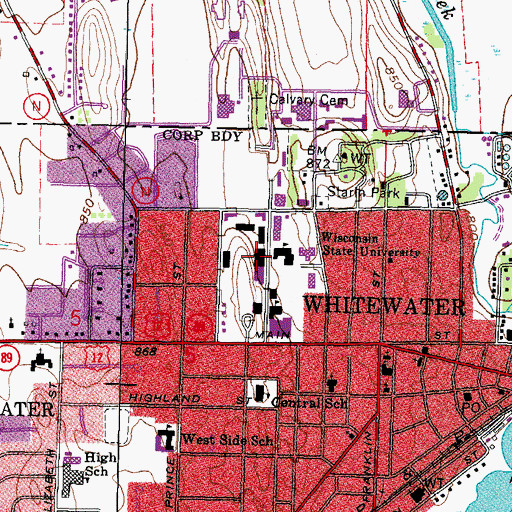 Topographic Map of University Center, WI