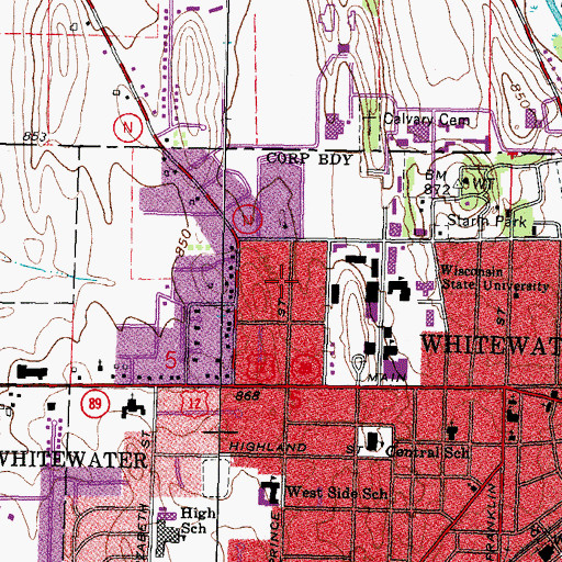 Topographic Map of University Lutheran Church, WI