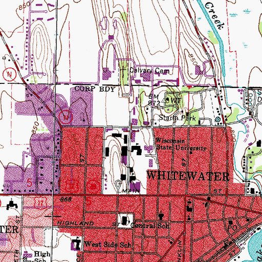 Topographic Map of Upham Hall, WI