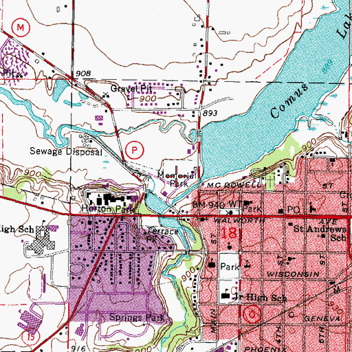Topographic Map of Veterans Memorial Park, WI