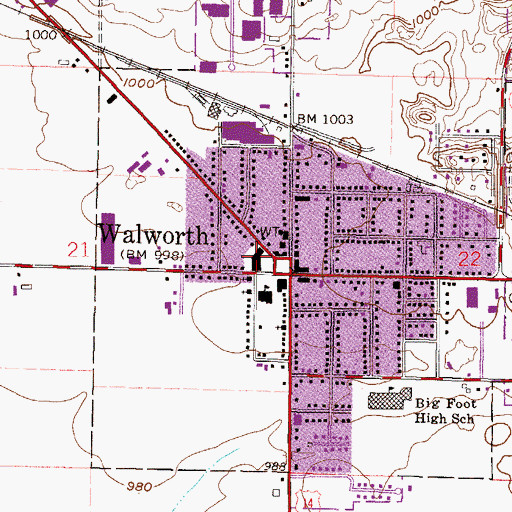 Topographic Map of Village Square Shopping Center, WI