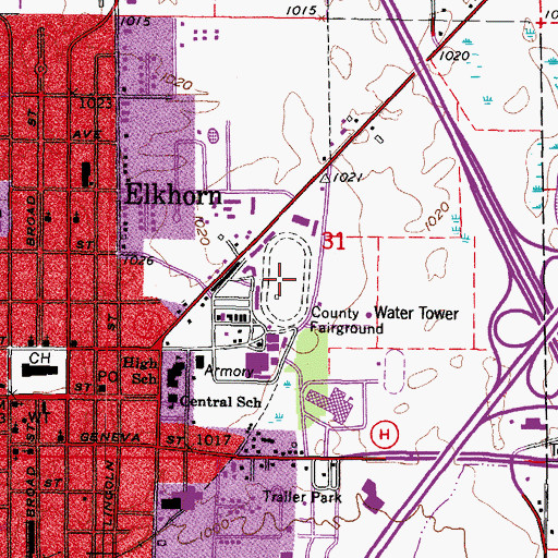 Topographic Map of Walworth County Fair Grounds, WI