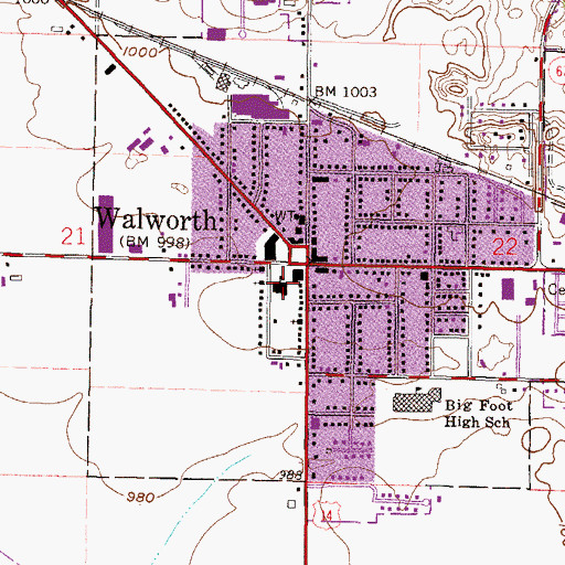 Topographic Map of Walworth Elementary School, WI