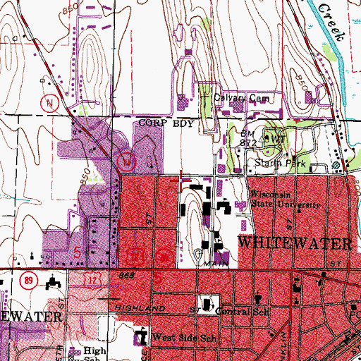 Topographic Map of White Hall, WI