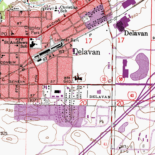 Topographic Map of Wileman Elementary School, WI
