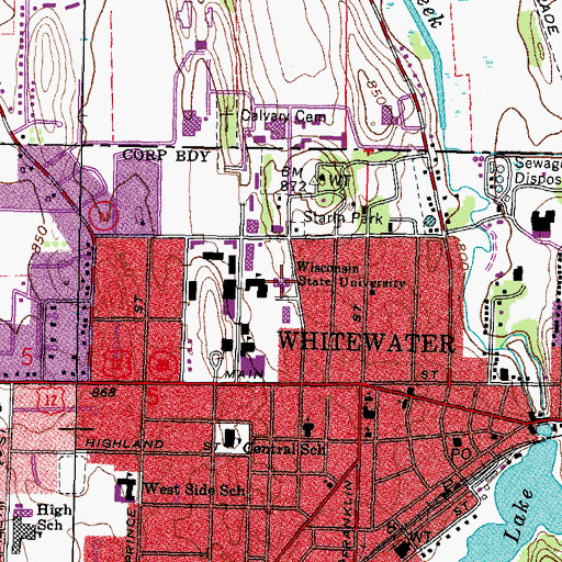 Topographic Map of Winther Hall, WI