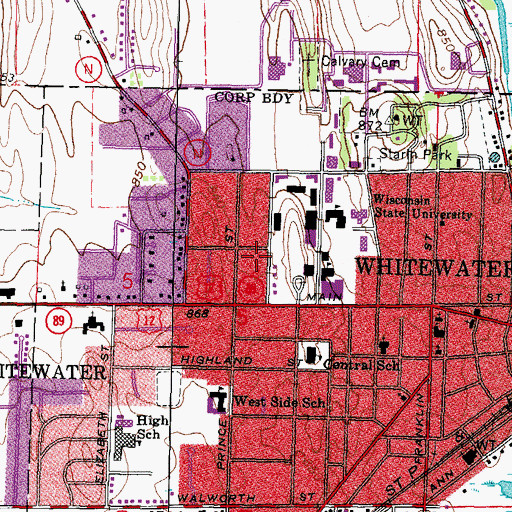 Topographic Map of Young Auditorium, WI