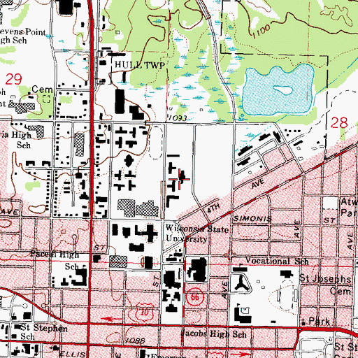 Topographic Map of Allen Recreation Center, WI