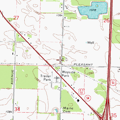 Topographic Map of Assembly of God Church, WI