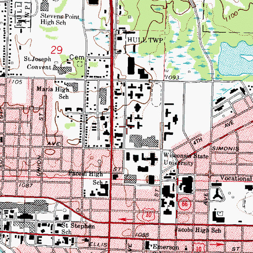 Topographic Map of Baldwin Hall, WI