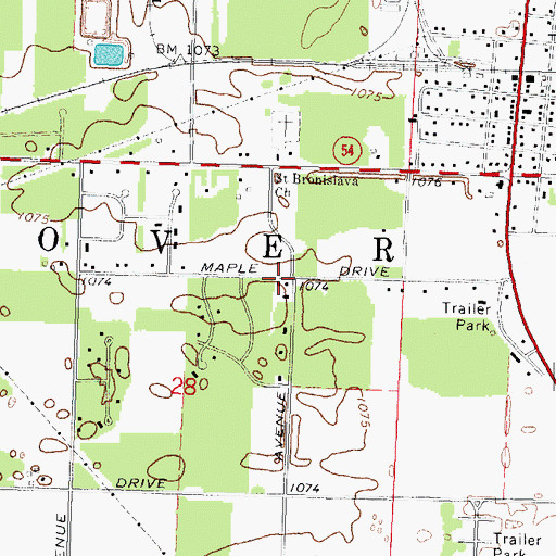 Topographic Map of Beautiful Savior Lutheran Church, WI