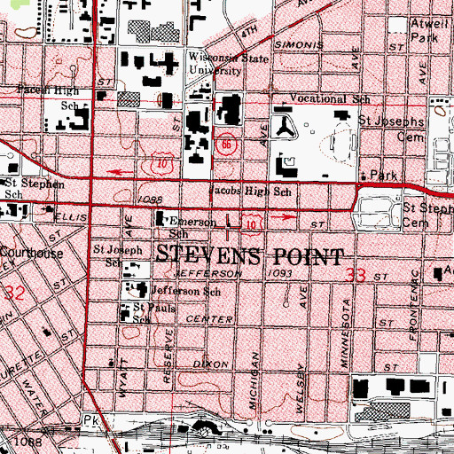 Topographic Map of Berea Baptist Church, WI