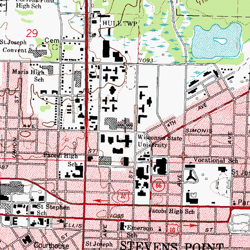 Topographic Map of Berg Gymnasium, WI