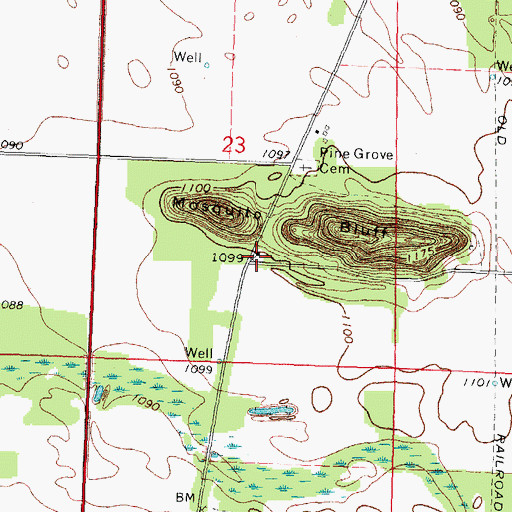 Topographic Map of Bluff School (historical), WI