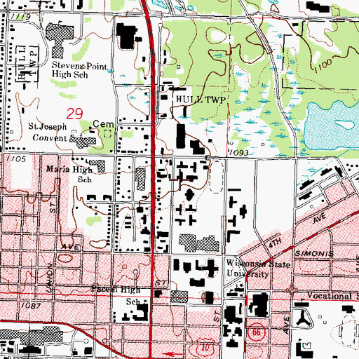 Topographic Map of Burroughs Hall, WI