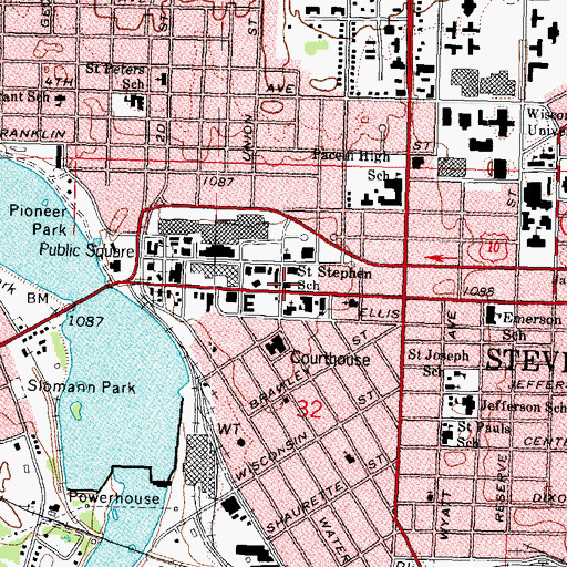 Topographic Map of Carnegie Public Library (historical), WI