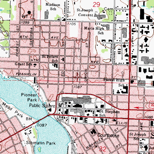 Topographic Map of Center Point Mall Shopping Center, WI