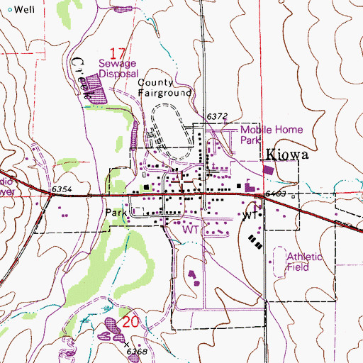 Topographic Map of Kiowa, CO