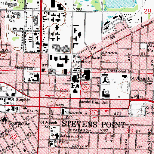 Topographic Map of Delzell Hall, WI