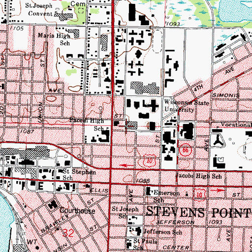 Topographic Map of Fine Arts Center, WI