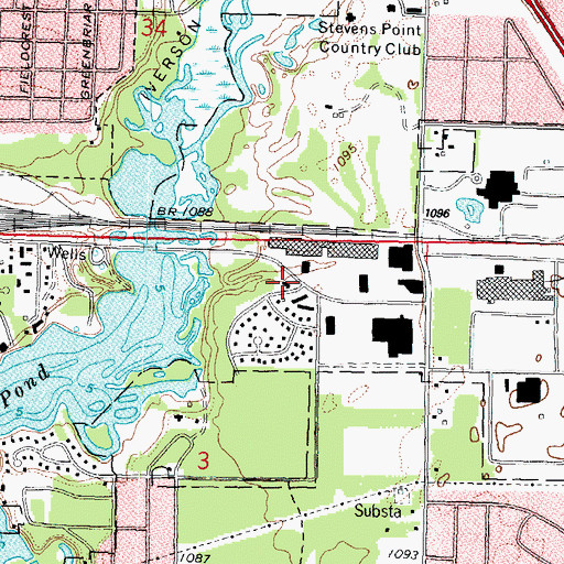 Topographic Map of Stevens Point Fire Department Station 2, WI