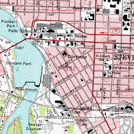Topographic Map of First English Lutheran Church, WI