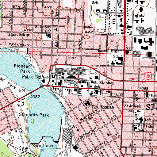 Topographic Map of Fox Theater, WI