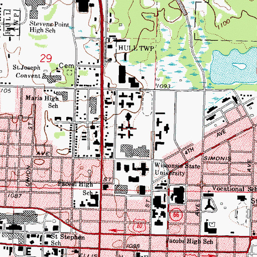 Topographic Map of Hansen Hall, WI
