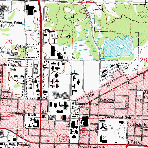 Topographic Map of Hyer Hall, WI