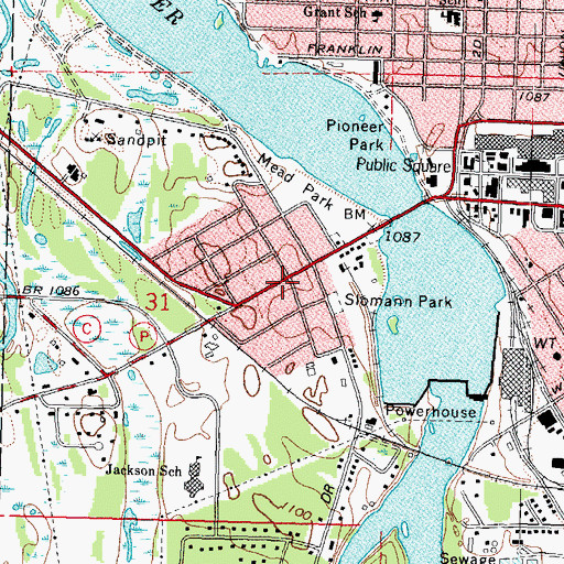 Topographic Map of Jackson Public School (historical), WI