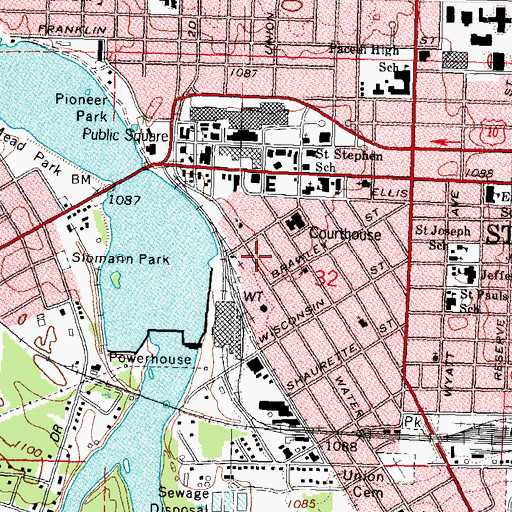 Topographic Map of Lincoln Public School (historical), WI