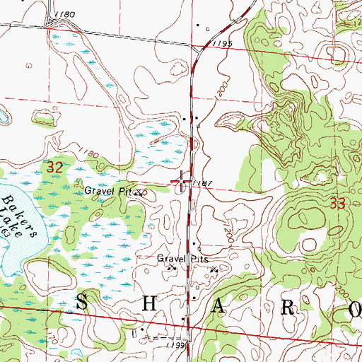Topographic Map of MacGlacklin School (historical), WI
