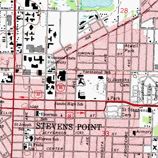 Topographic Map of Mid-State Technical College - Stevens Point Campus, WI