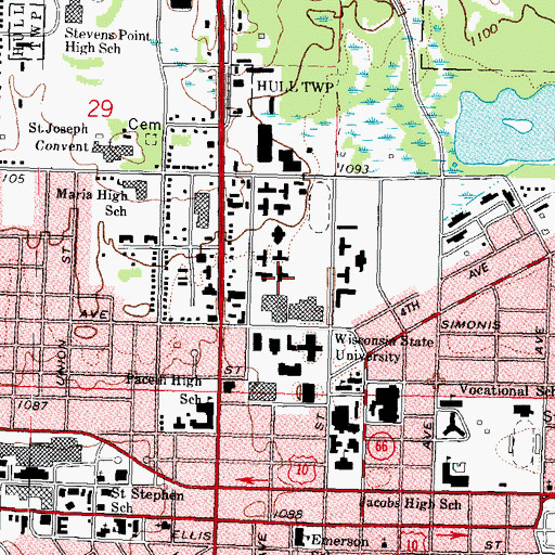 Topographic Map of Neale Hall, WI