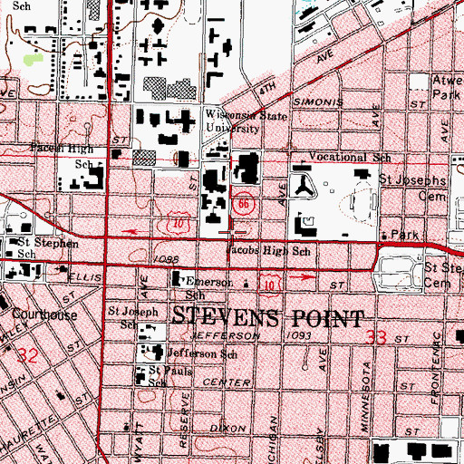 Topographic Map of Nelson Hall, WI