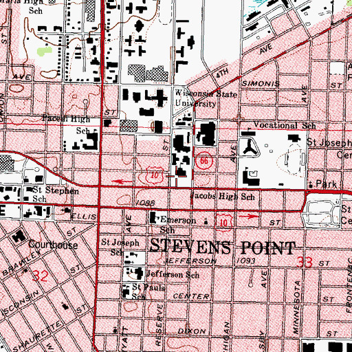 Topographic Map of Old Main, WI