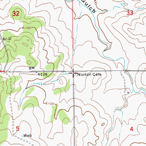 Topographic Map of Norton Cemetery, CO