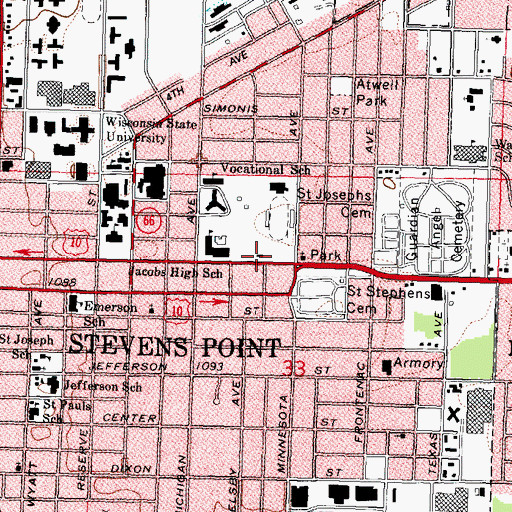 Topographic Map of Parker Memorial Field House, WI