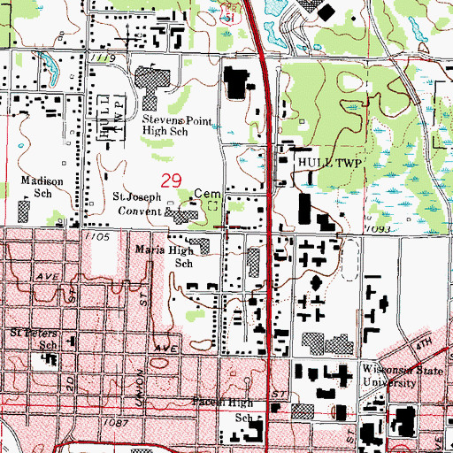 Topographic Map of Peace Lutheran Campus Center, WI