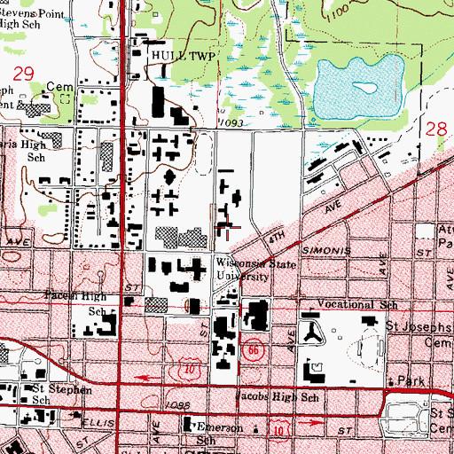 Topographic Map of Pray Hall, WI